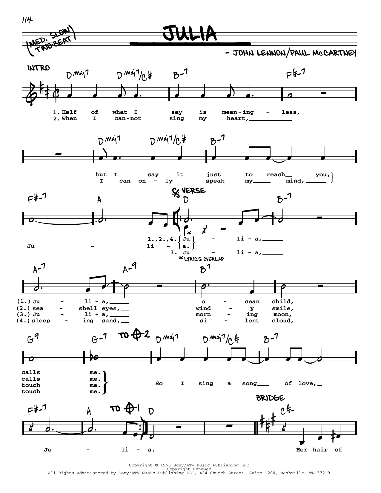 The Beatles Julia [Jazz version] Sheet Music