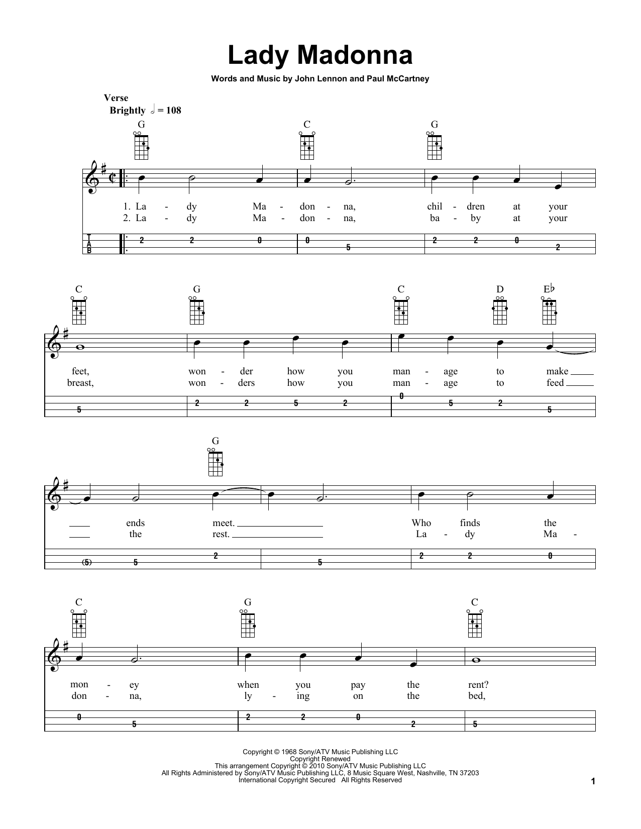 The Beatles Lady Madonna (arr. Bobby Westfall) Sheet Music