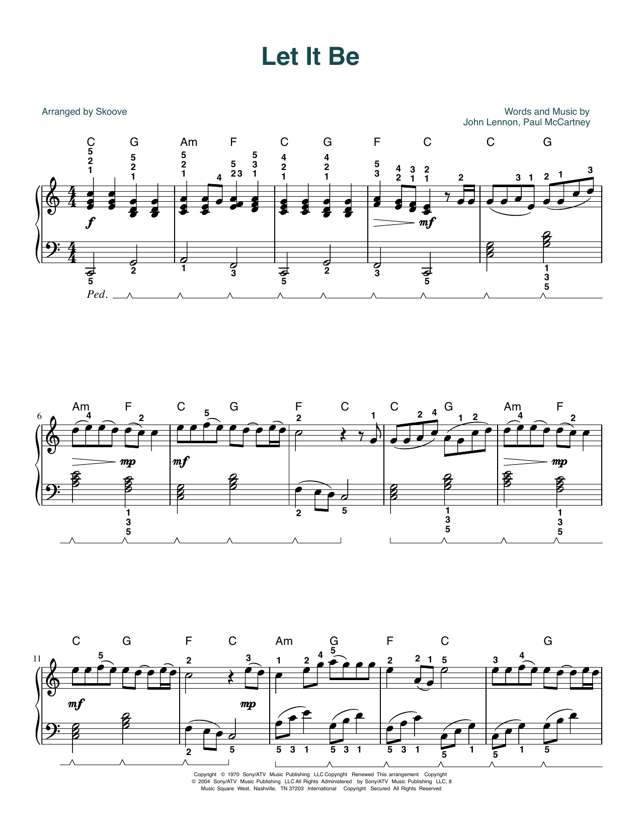 The Beatles Let It Be (arr. Skoove) Sheet Music