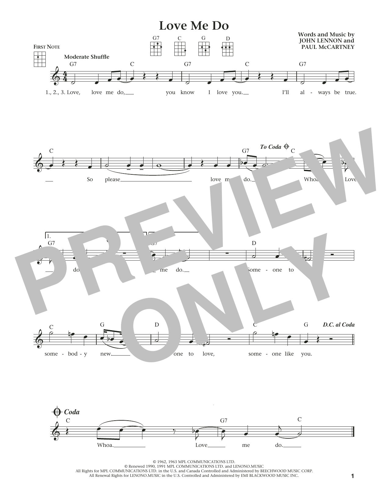 The Beatles Love Me Do (from The Daily Ukulele) (arr. Liz and Jim Beloff) Sheet Music