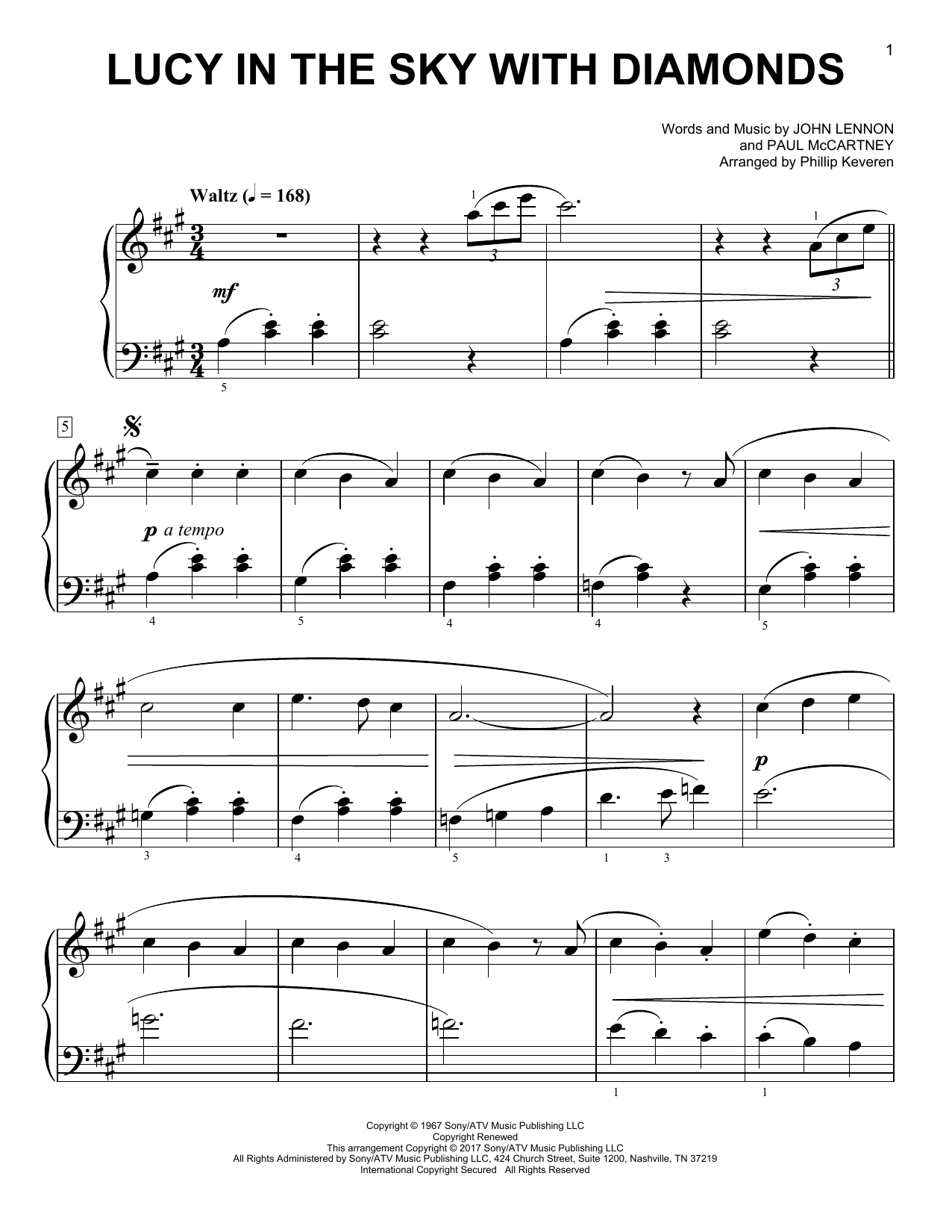 The Beatles Lucy In The Sky With Diamonds [Classical version] (arr. Phillip Keveren) Sheet Music