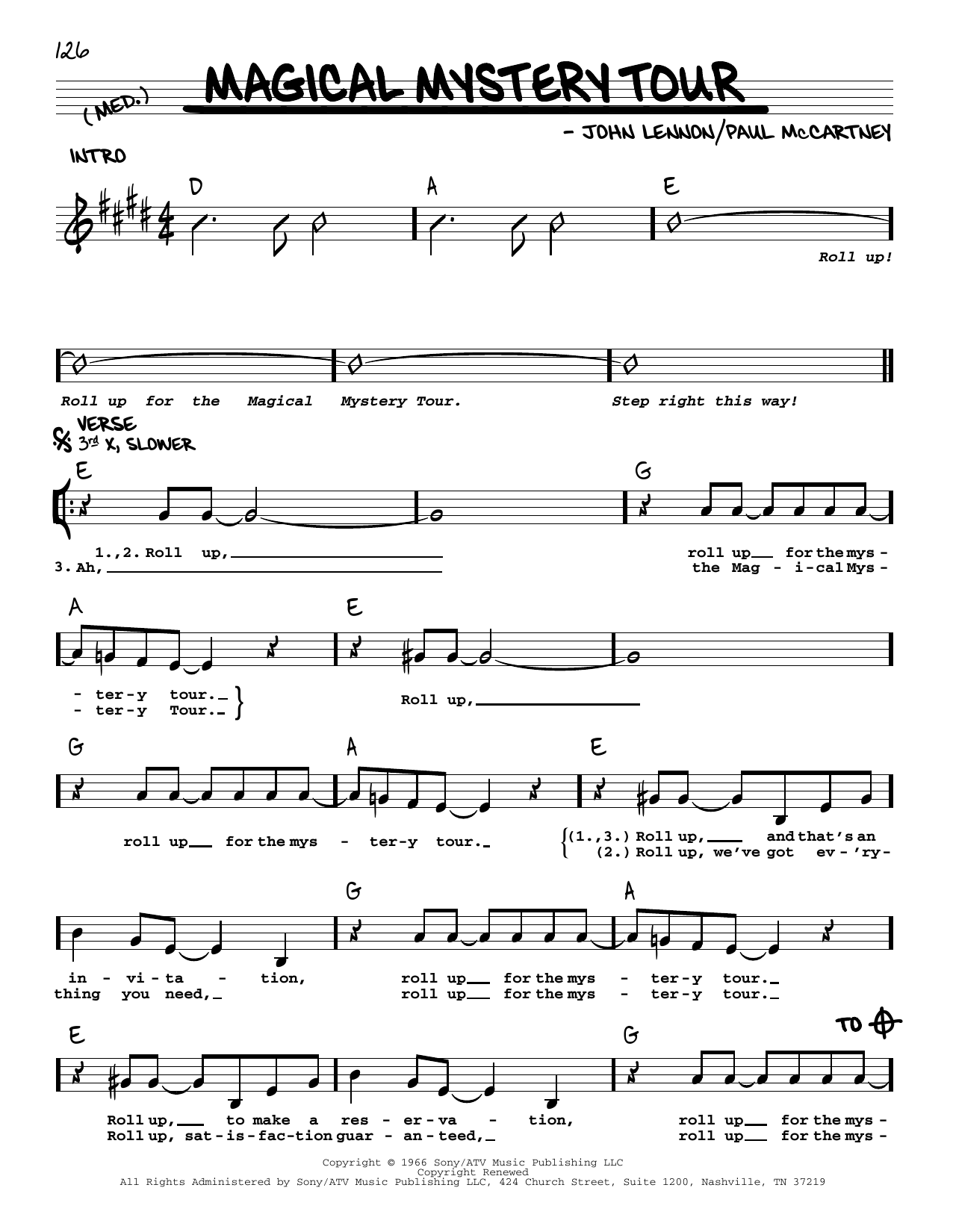 The Beatles Magical Mystery Tour [Jazz version] Sheet Music