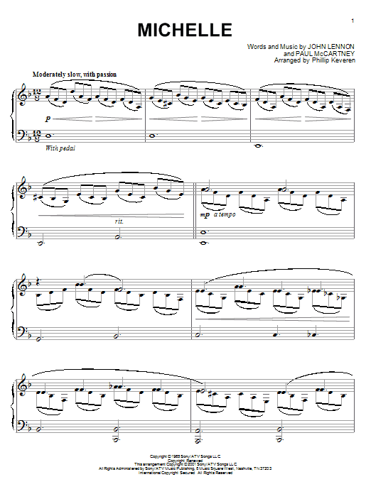 The Beatles Michelle (arr. Phillip Keveren) Sheet Music