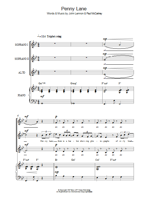The Beatles Penny Lane (arr. Simon Foxley) Sheet Music