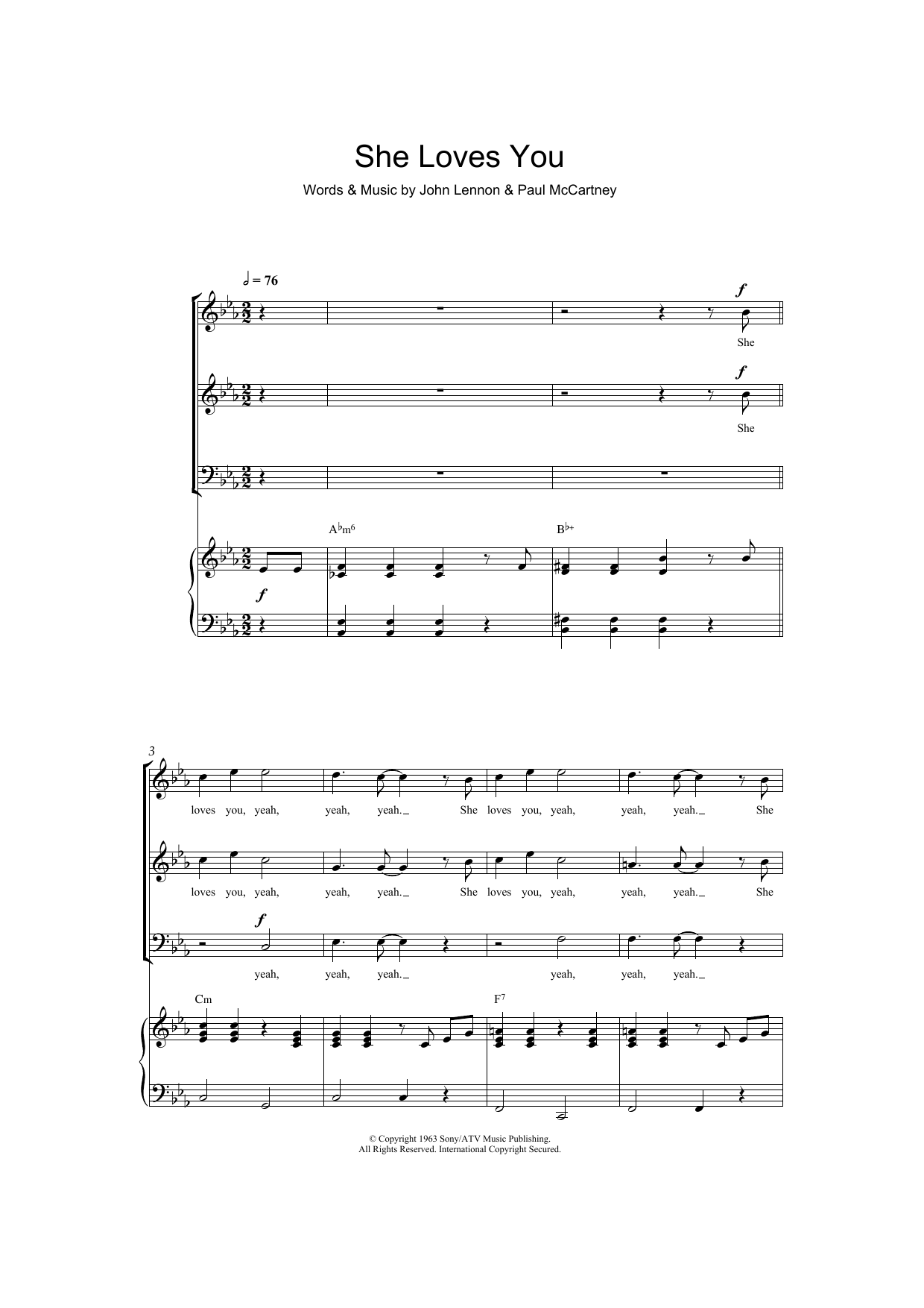 The Beatles She Loves You (arr. Barrie Carson Turner) Sheet Music