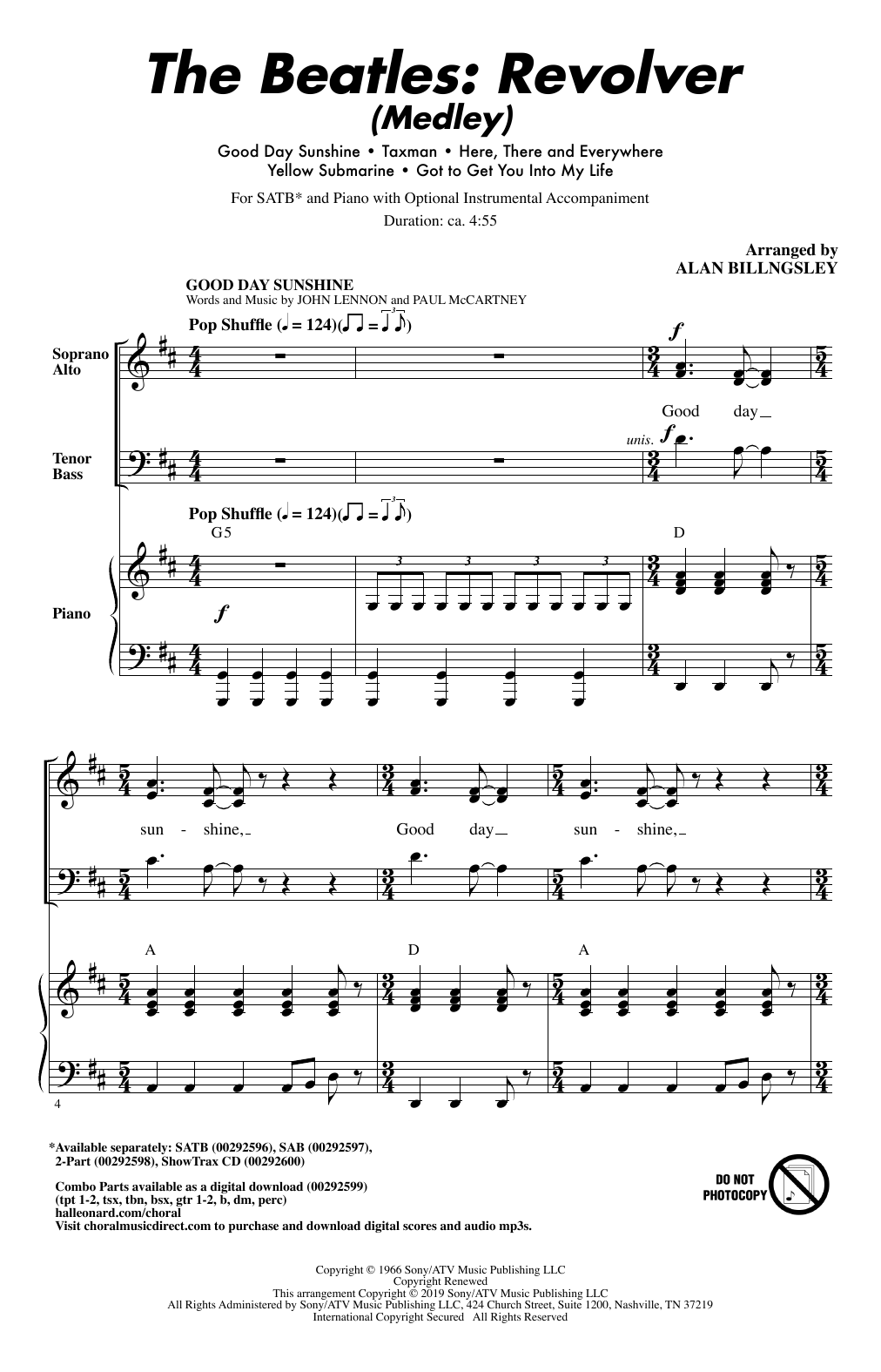 The Beatles The Beatles: Revolver (Medley) (arr. Alan Billingsley) Sheet Music