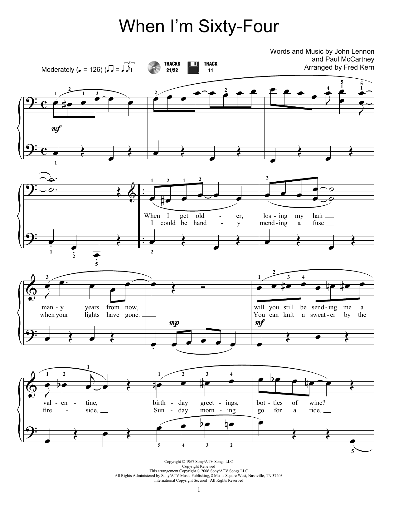 The Beatles When I'm Sixty-Four (arr. Fred Kern) Sheet Music