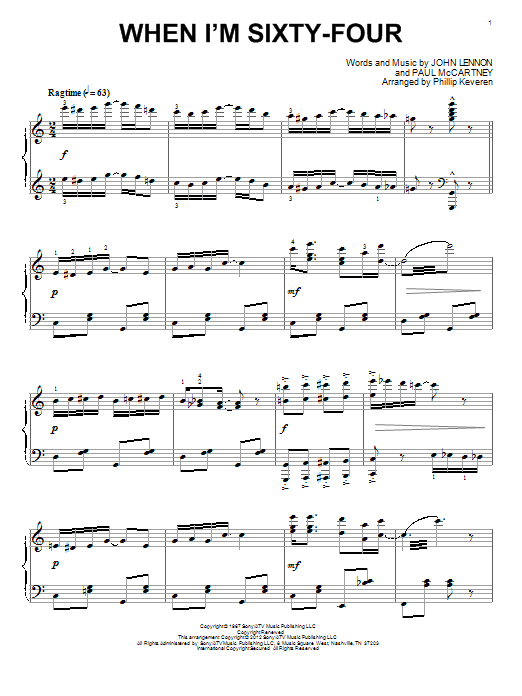 The Beatles When I'm Sixty-Four [Classical version] (arr. Phillip Keveren) Sheet Music