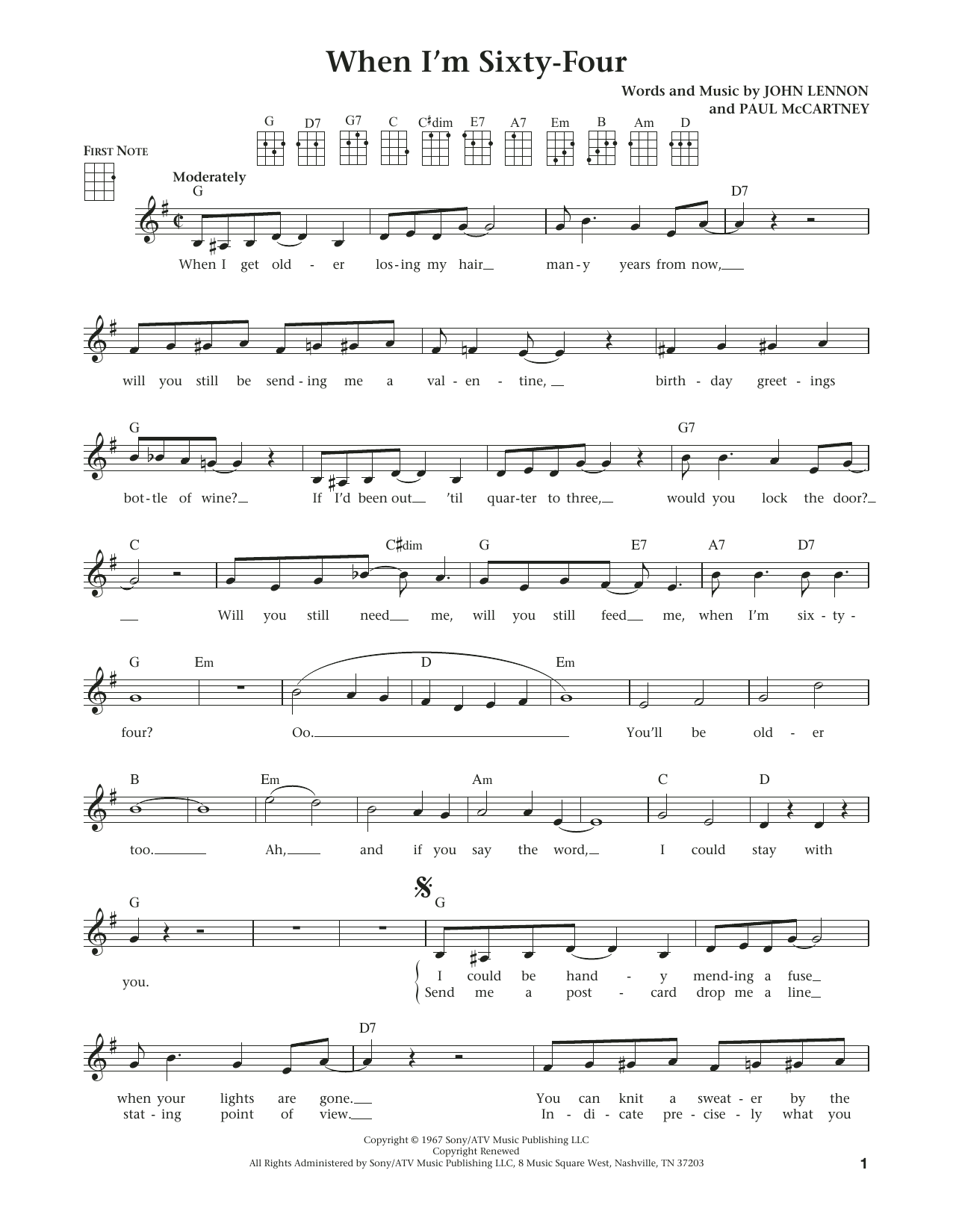 The Beatles When I'm Sixty-Four (from The Daily Ukulele) (arr. Liz and Jim Beloff) Sheet Music