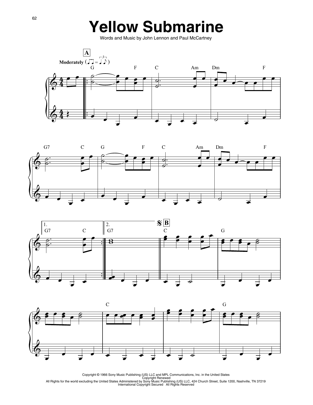 The Beatles Yellow Submarine (arr. Maeve Gilchrist) Sheet Music