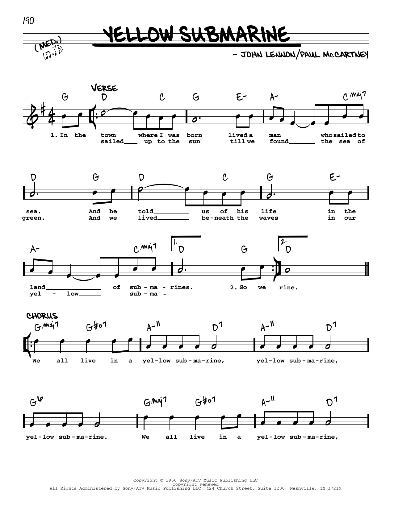 The Beatles Yellow Submarine [Jazz version] Sheet Music