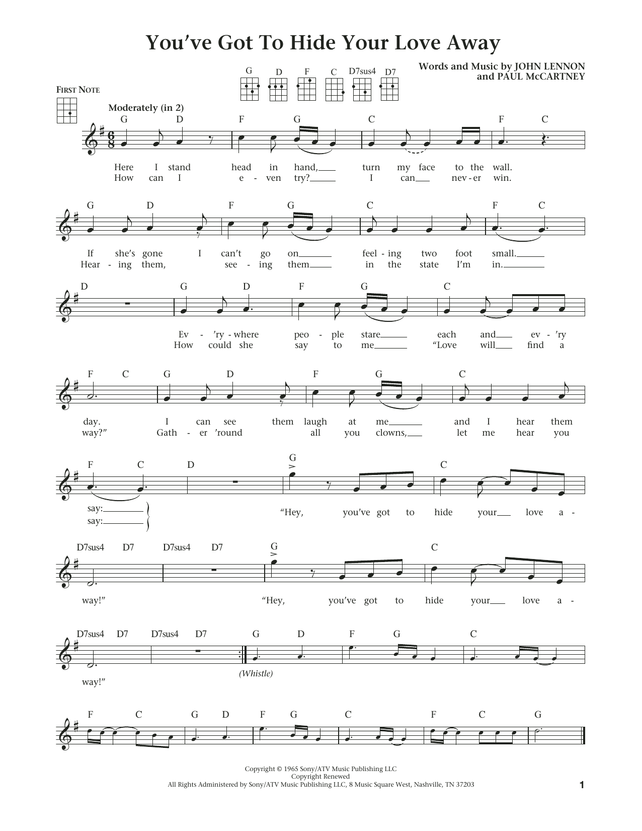 The Beatles You've Got To Hide Your Love Away (from The Daily Ukulele) (arr. Liz and Jim Bel Sheet Music