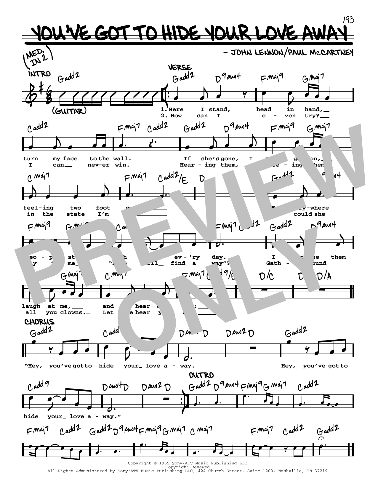 The Beatles You've Got To Hide Your Love Away [Jazz version] Sheet Music