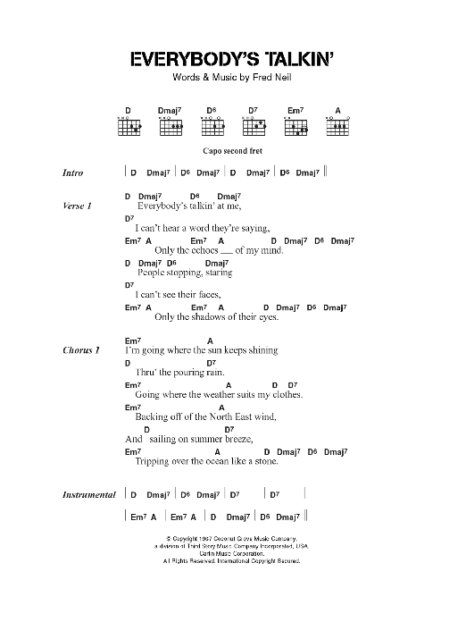 The Beautiful South Everybody's Talkin' Sheet Music