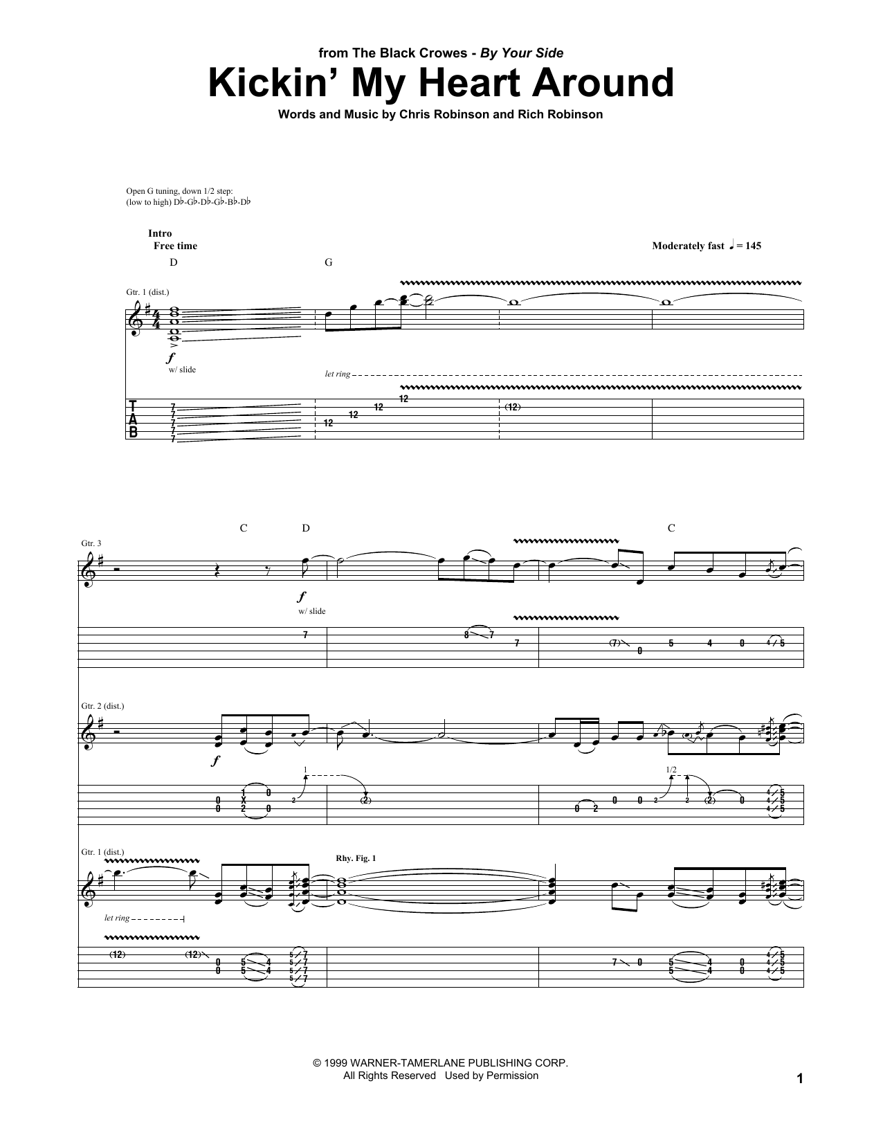 The Black Crowes Kickin' My Heart Around Sheet Music