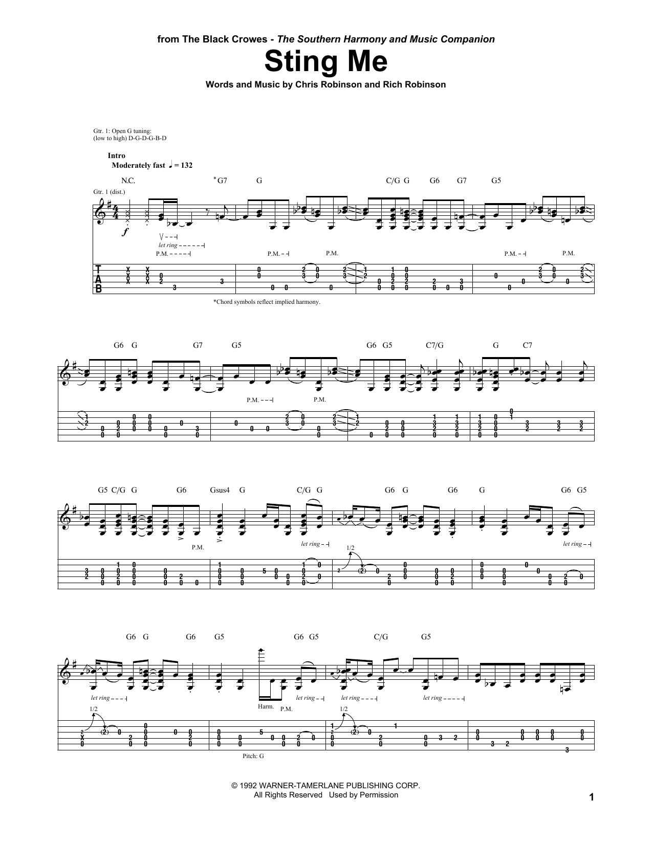 The Black Crowes Sting Me Sheet Music