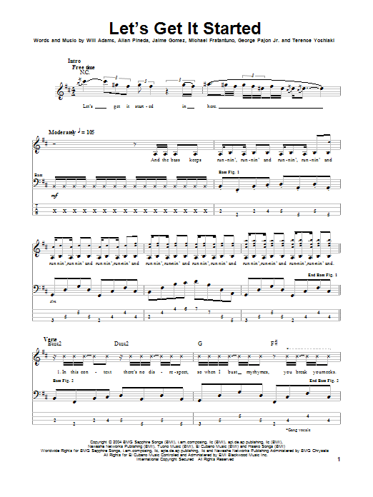 The Black Eyed Peas Let's Get It Started Sheet Music