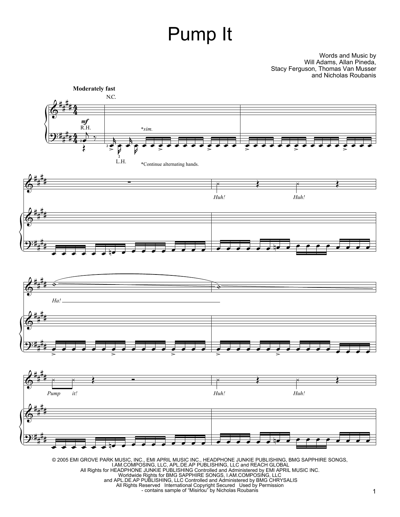 The Black Eyed Peas Pump It Sheet Music