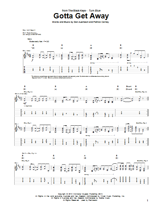 The Black Keys Gotta Get Away Sheet Music