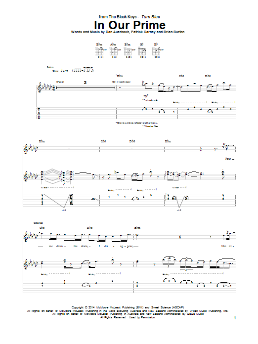 The Black Keys In Our Prime Sheet Music