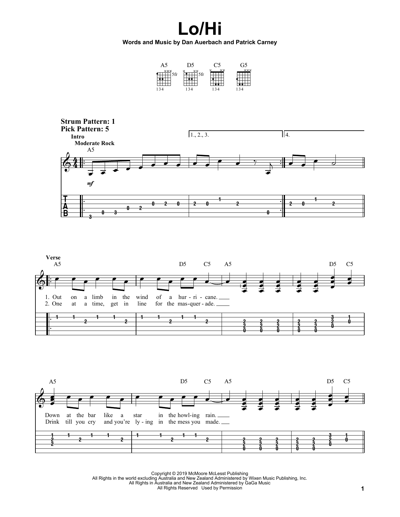 The Black Keys Lo/Hi Sheet Music