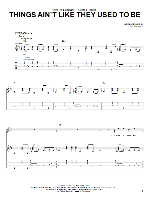 The Black Keys Things Ain't Like They Used To Be Sheet Music