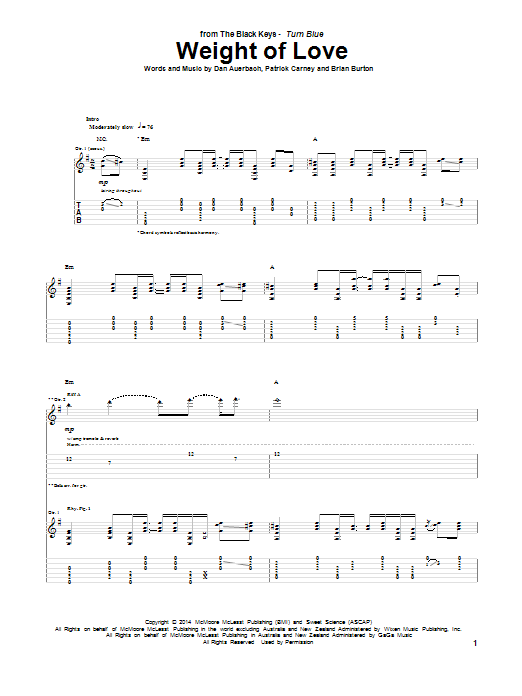 The Black Keys Weight Of Love Sheet Music