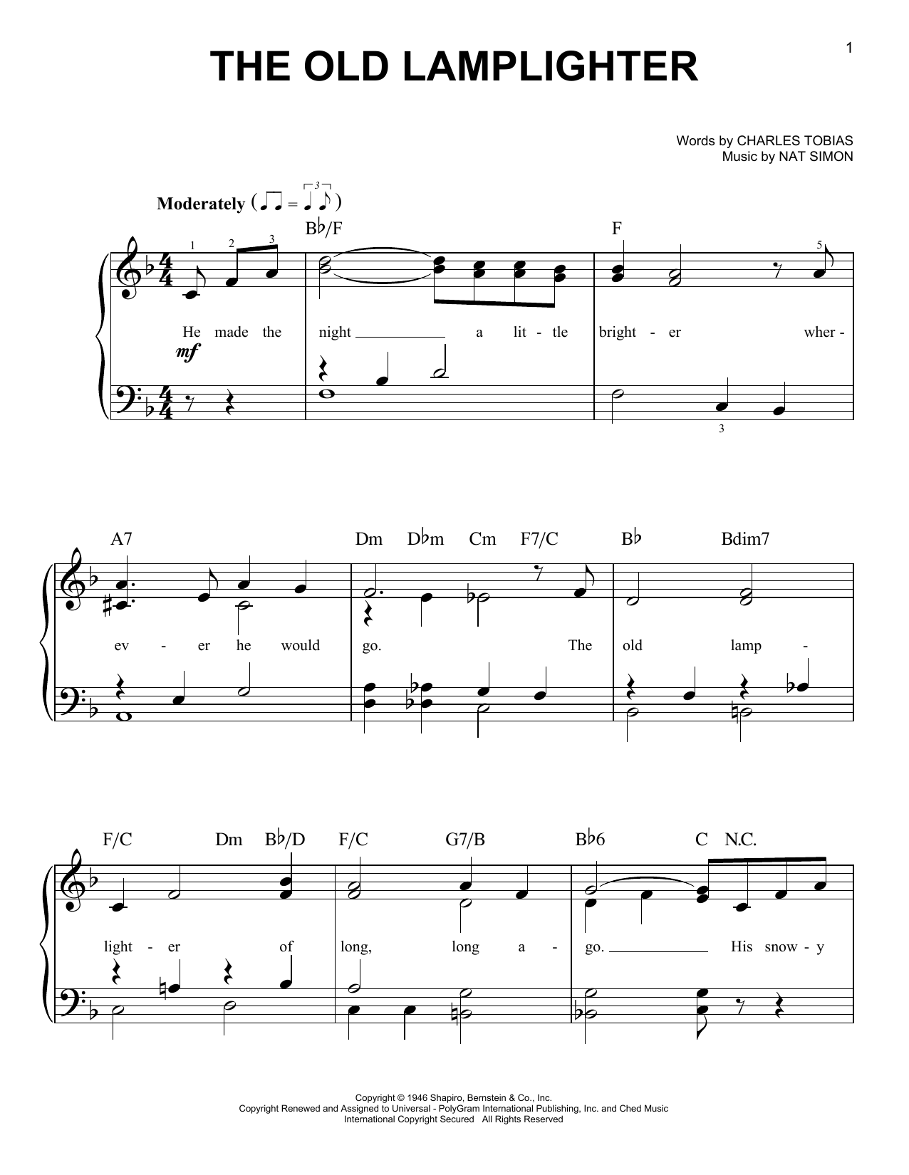 The Browns The Old Lamplighter Sheet Music