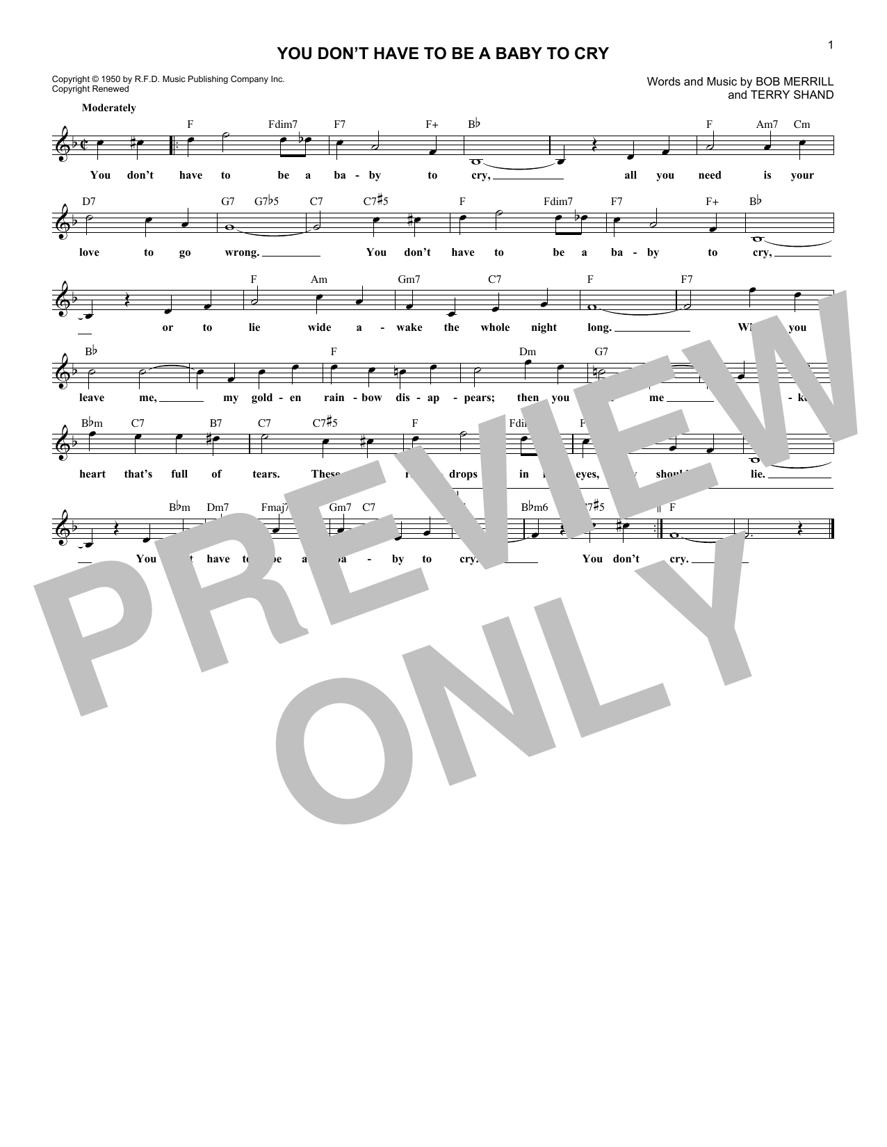 The Caravelles You Don't Have To Be A Baby To Cry Sheet Music