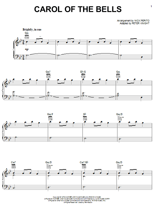 Carpenters Carol Of The Bells Sheet Music