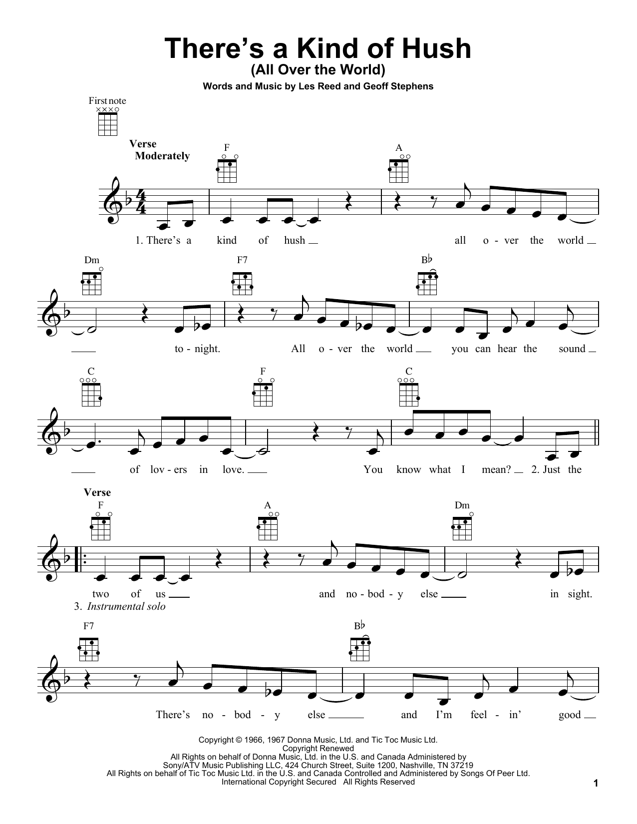 Carpenters There's A Kind Of Hush (All Over The World) Sheet Music