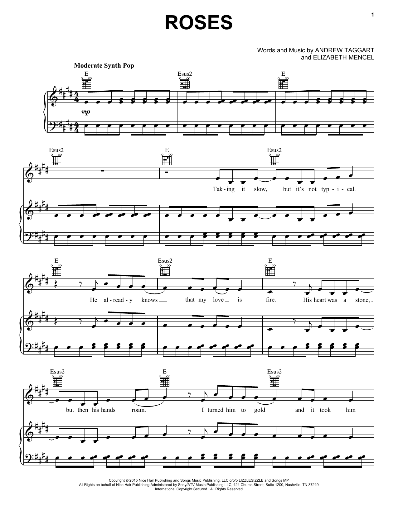 The Chainsmokers featuring ROZES Roses Sheet Music