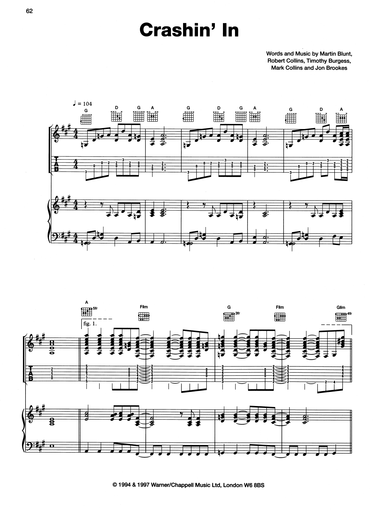 The Charlatans Crashin' In Sheet Music
