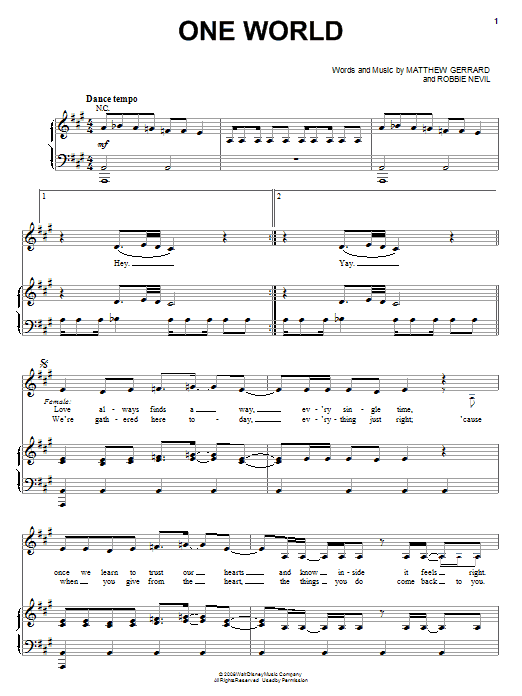 The Cheetah Girls One World Sheet Music