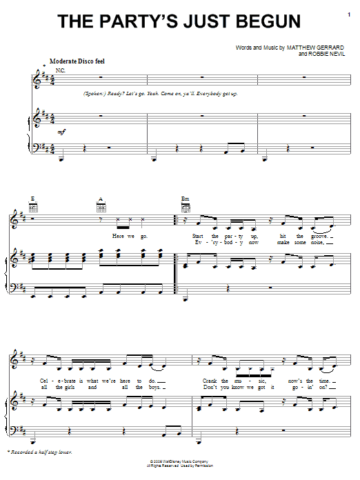 The Cheetah Girls The Party's Just Begun Sheet Music