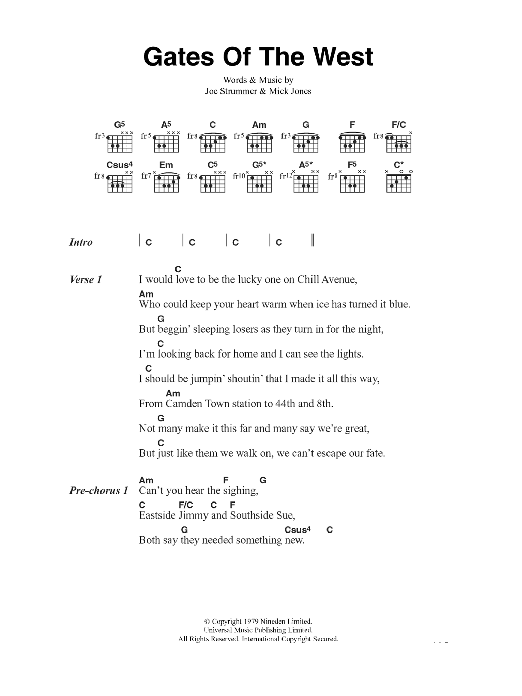 The Clash Gates Of The West Sheet Music