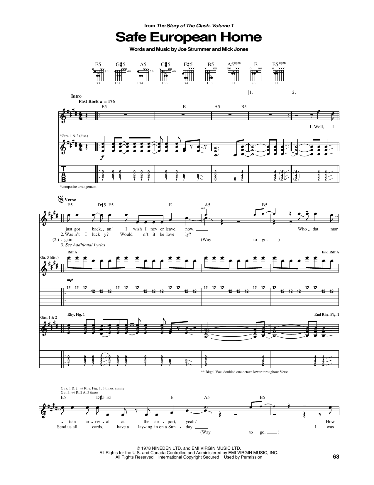 The Clash Safe European Home Sheet Music
