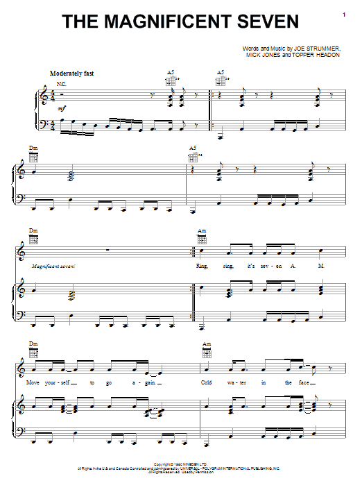 The Clash The Magnificent Seven Sheet Music