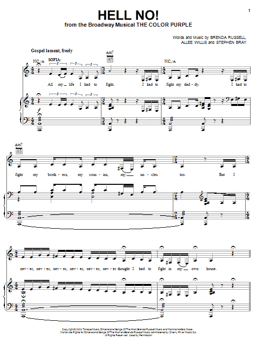 The Color Purple (Musical) Hell No! Sheet Music