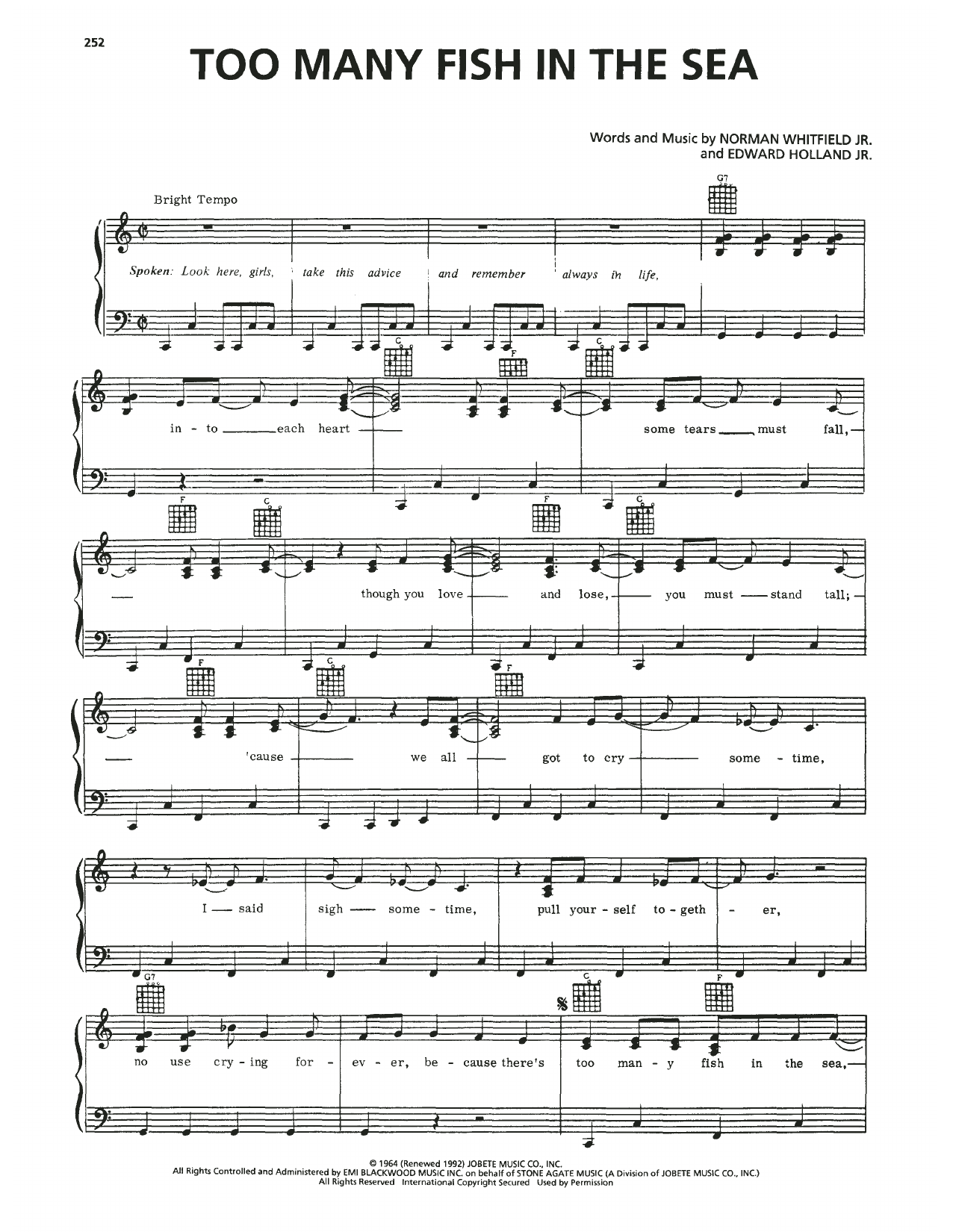 The Commitments Too Many Fish In The Sea Sheet Music