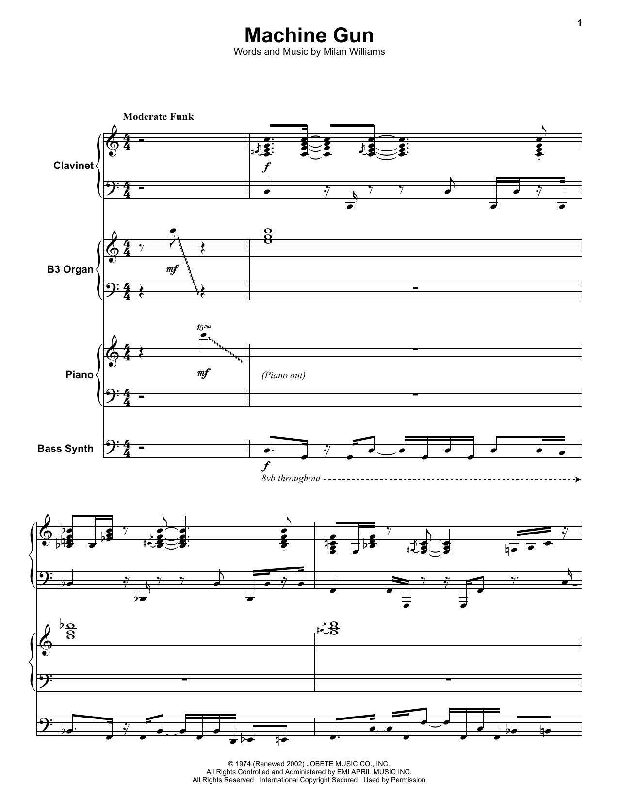 The Commodores Machine Gun Sheet Music