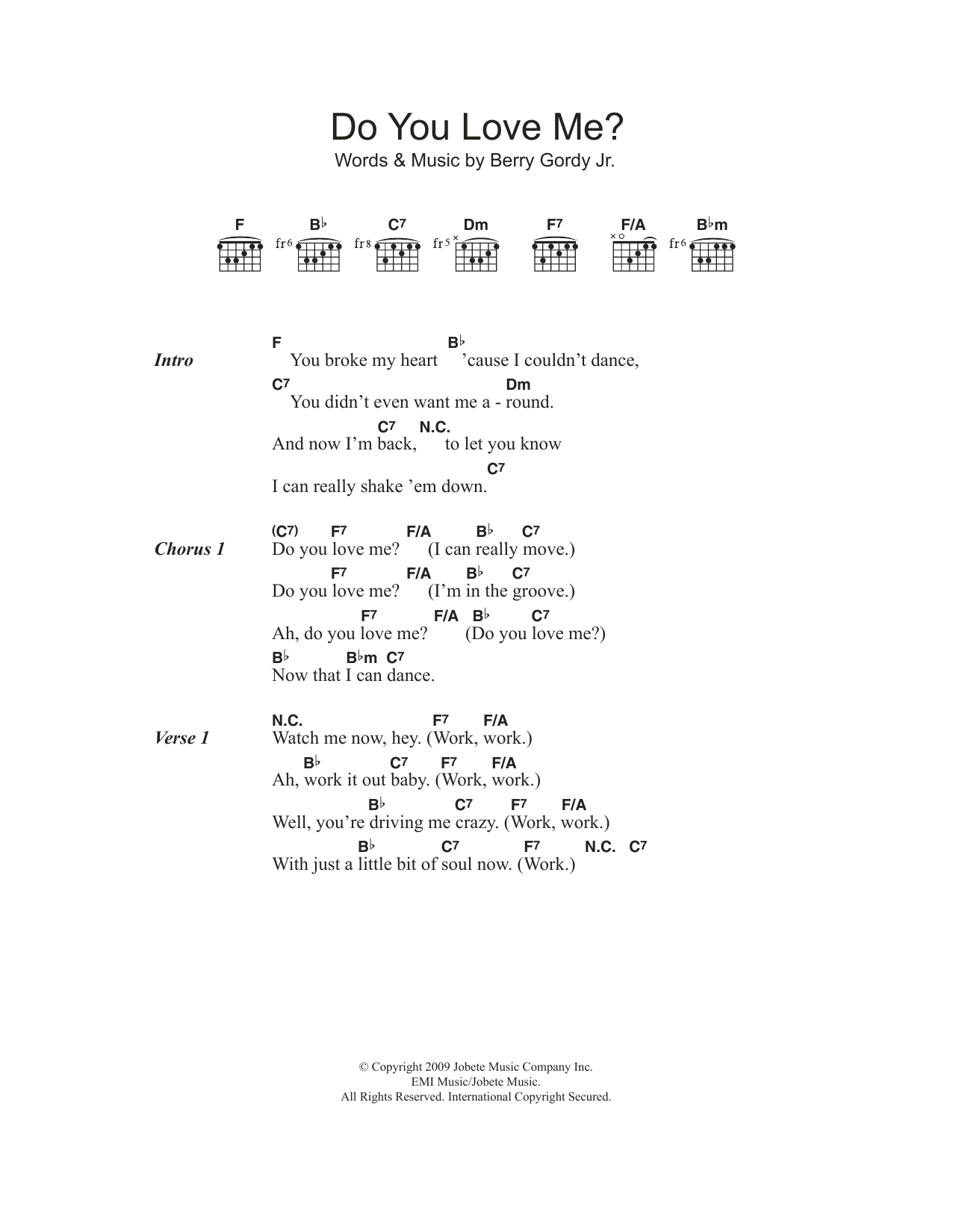 The Contours Do You Love Me? Sheet Music