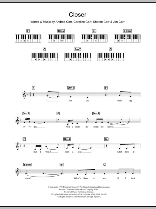 The Corrs Closer Sheet Music