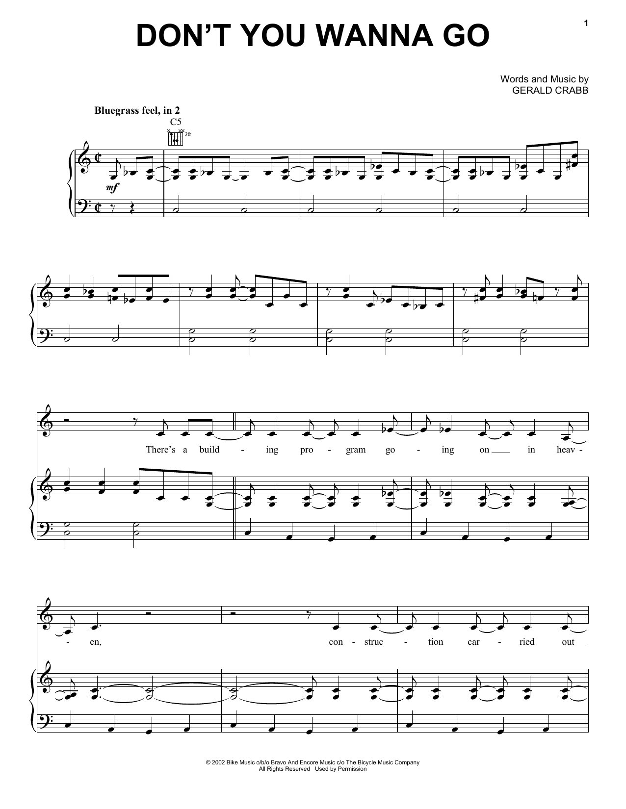 The Crabb Family Don't You Wanna Go Sheet Music