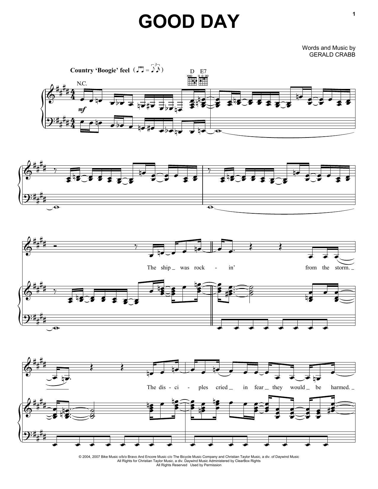 The Crabb Family Good Day Sheet Music