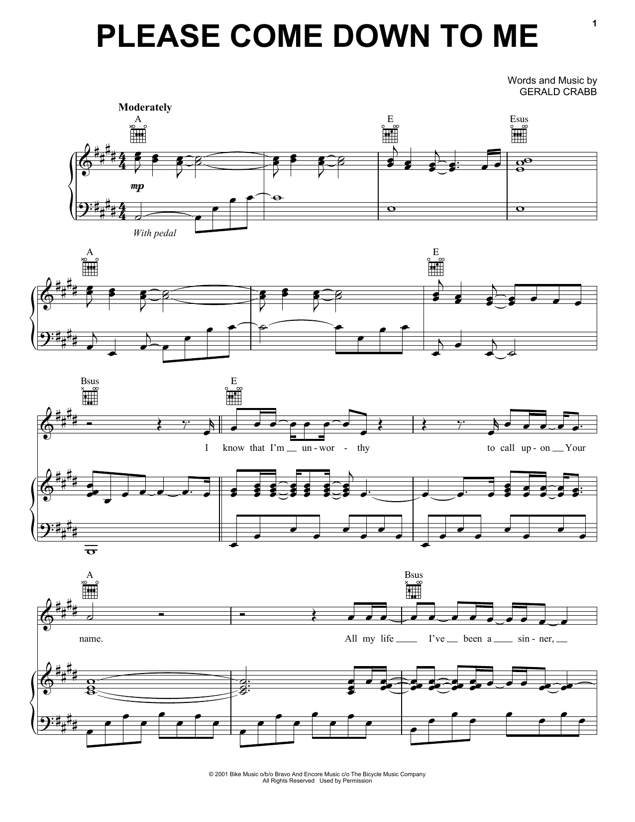 The Crabb Family Please Come Down To Me Sheet Music