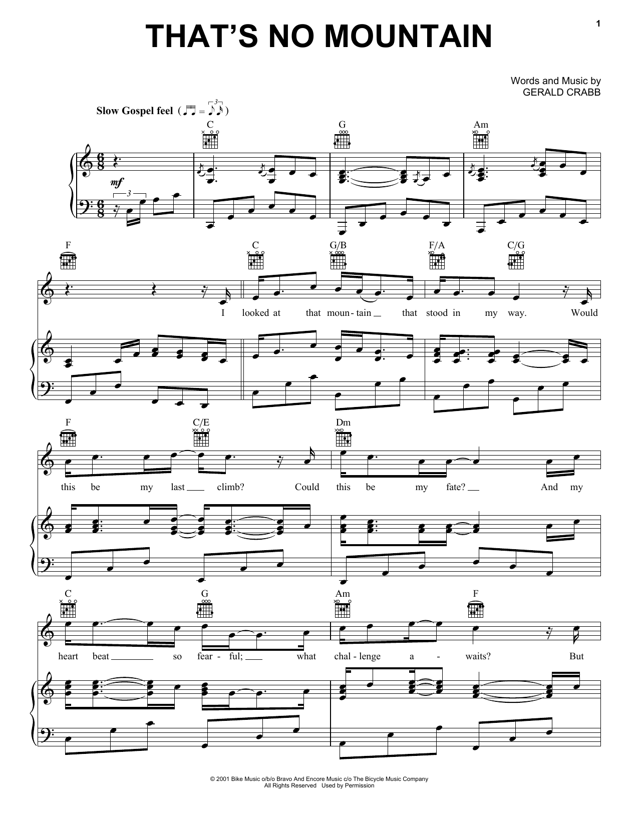 The Crabb Family That's No Mountain Sheet Music