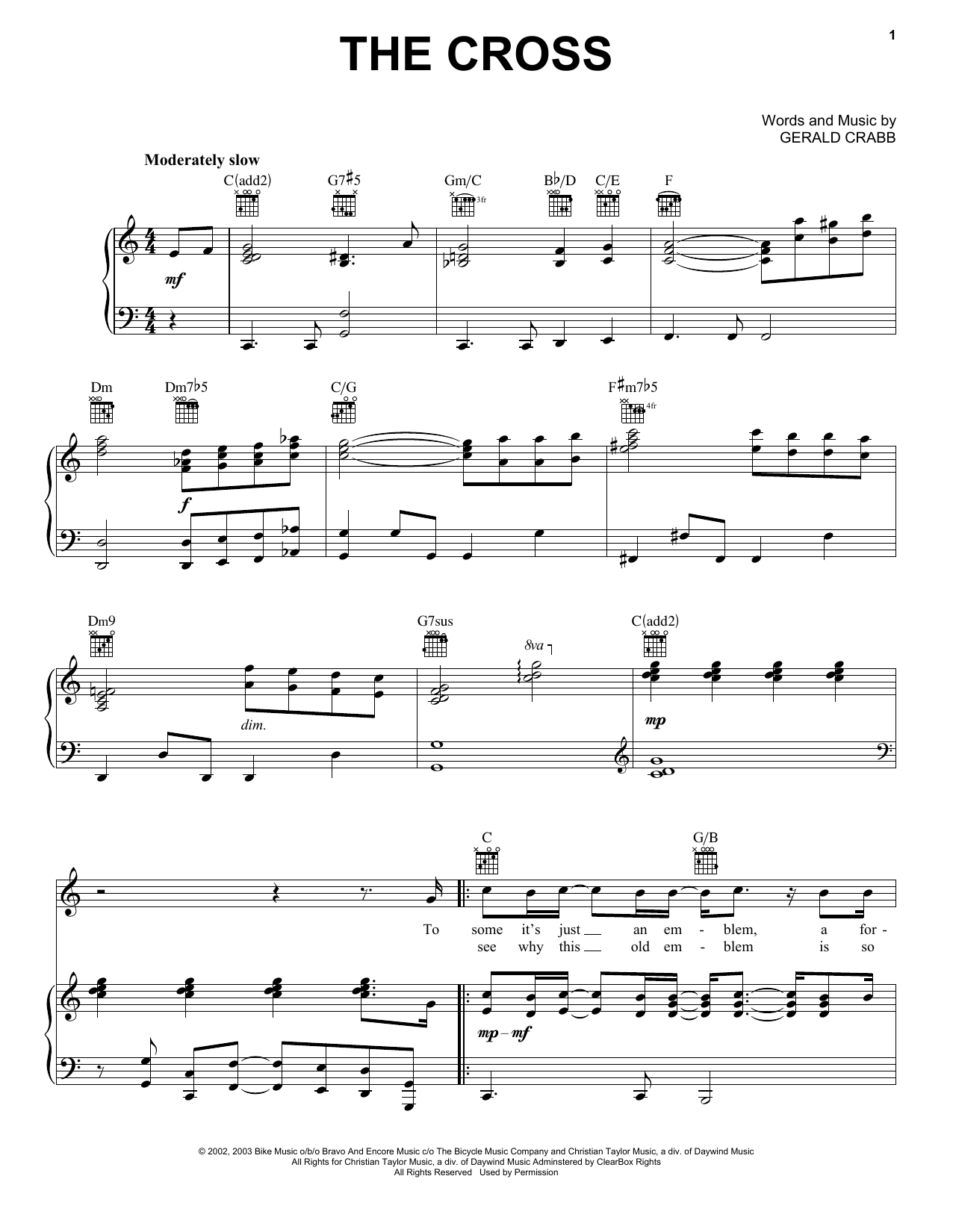 The Crabb Family The Cross Sheet Music