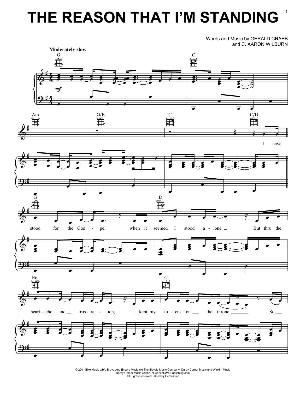 The Crabb Family The Reason That I'm Standing Sheet Music