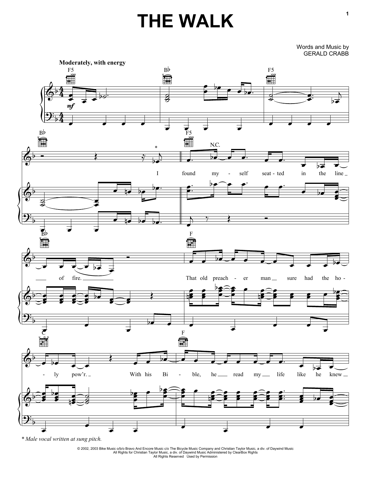 The Crabb Family The Walk Sheet Music